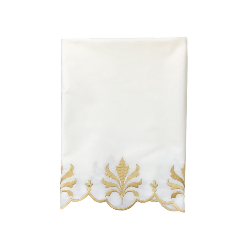 Rochelle Flat Sheet, King Flat Sheet, Gold/Ivory