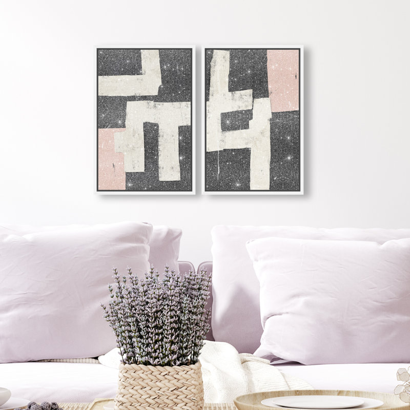 Placed Together Set Set by Oliver Gal, 11"H x 16"W, White Floater Frame
