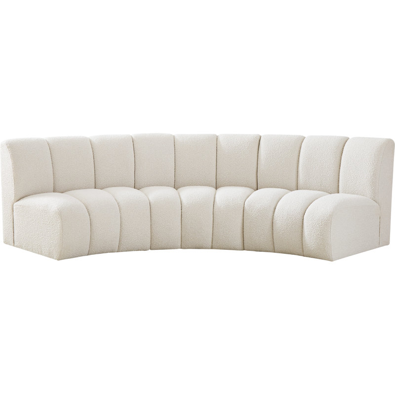 Infinity Upholstered Curved Sectional Symmetrical, Cream Boucle Fabric
