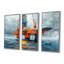 «Grey Orange Summer Oil Rig In Ocean» - ensemble d'art mural de plateformes et champs de pétrole-1333525230-1333525236