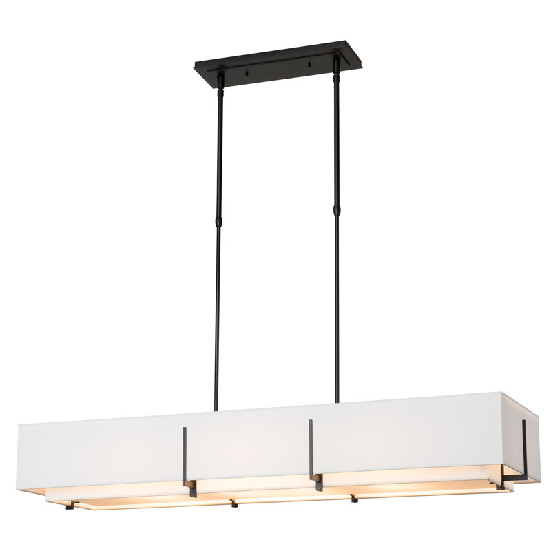 Exos 4 - Light Unique/Statement Linear Pendant, Black, Natural Anna Shade