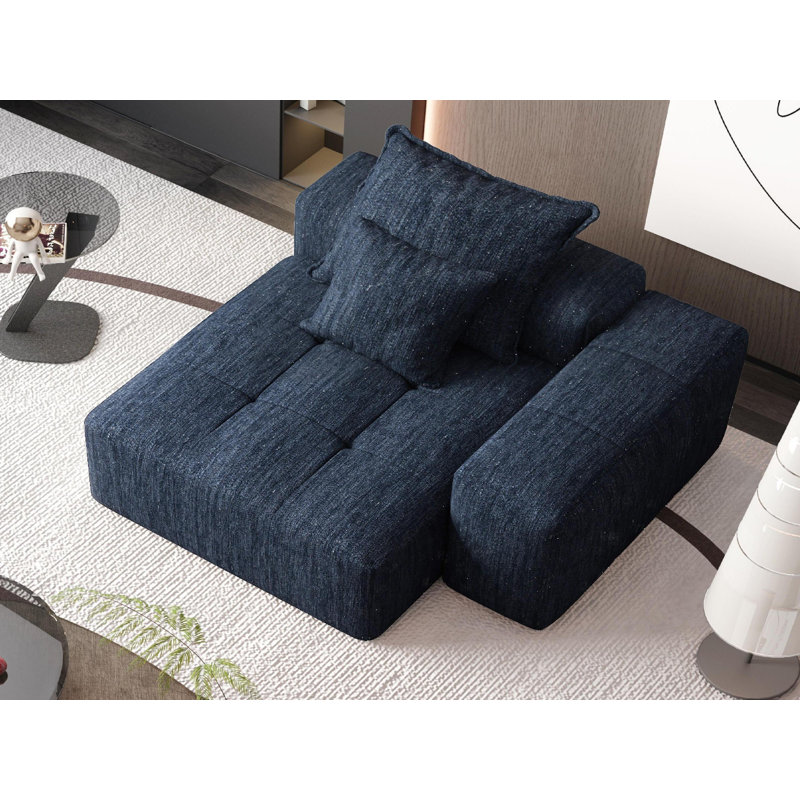 Chaise en chenille avec 2 coussins, Bleu