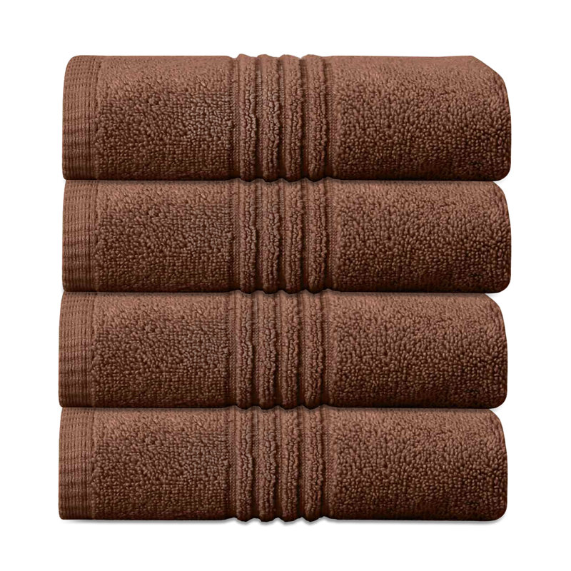 Home Weavers - Ensemble de serviettes de bain 100% coton 100% coton zéro torsion Robbin 500 g / m², 16 po x 24 po (4) (4 serviettes à main), chocolat