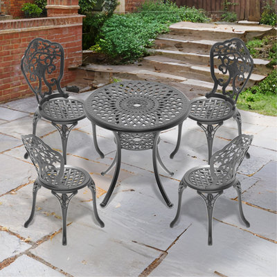5-Piece Set Of All-Weather Cast Aluminum Dining Furniture Set With Black Frame