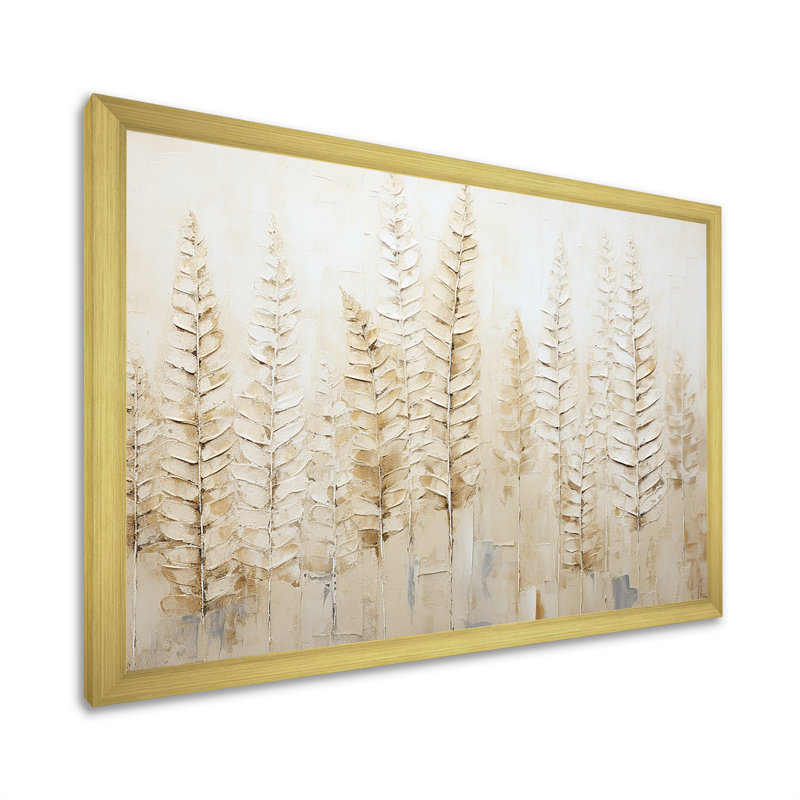 «Golden Ferns Silent Gracefulness» sur toile, Cadre doré simple, H 12 po x l 20 po x P 1,5 po