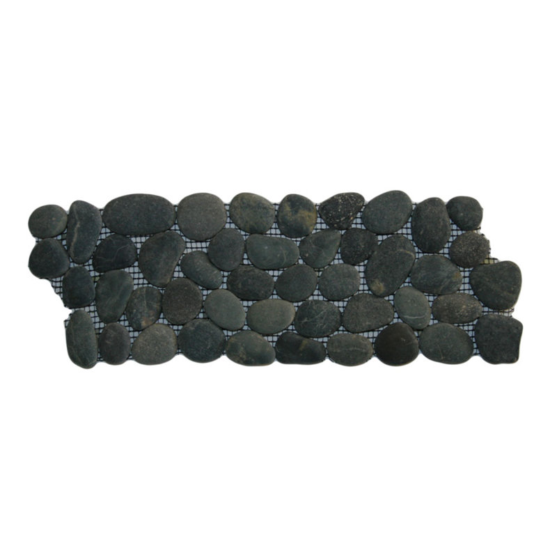 Carreau de mosaïque blanc à motif de caillou blanc en listel naturel de la République du Congo - 0,5 po d'épaisseur - 4 po x 12 po