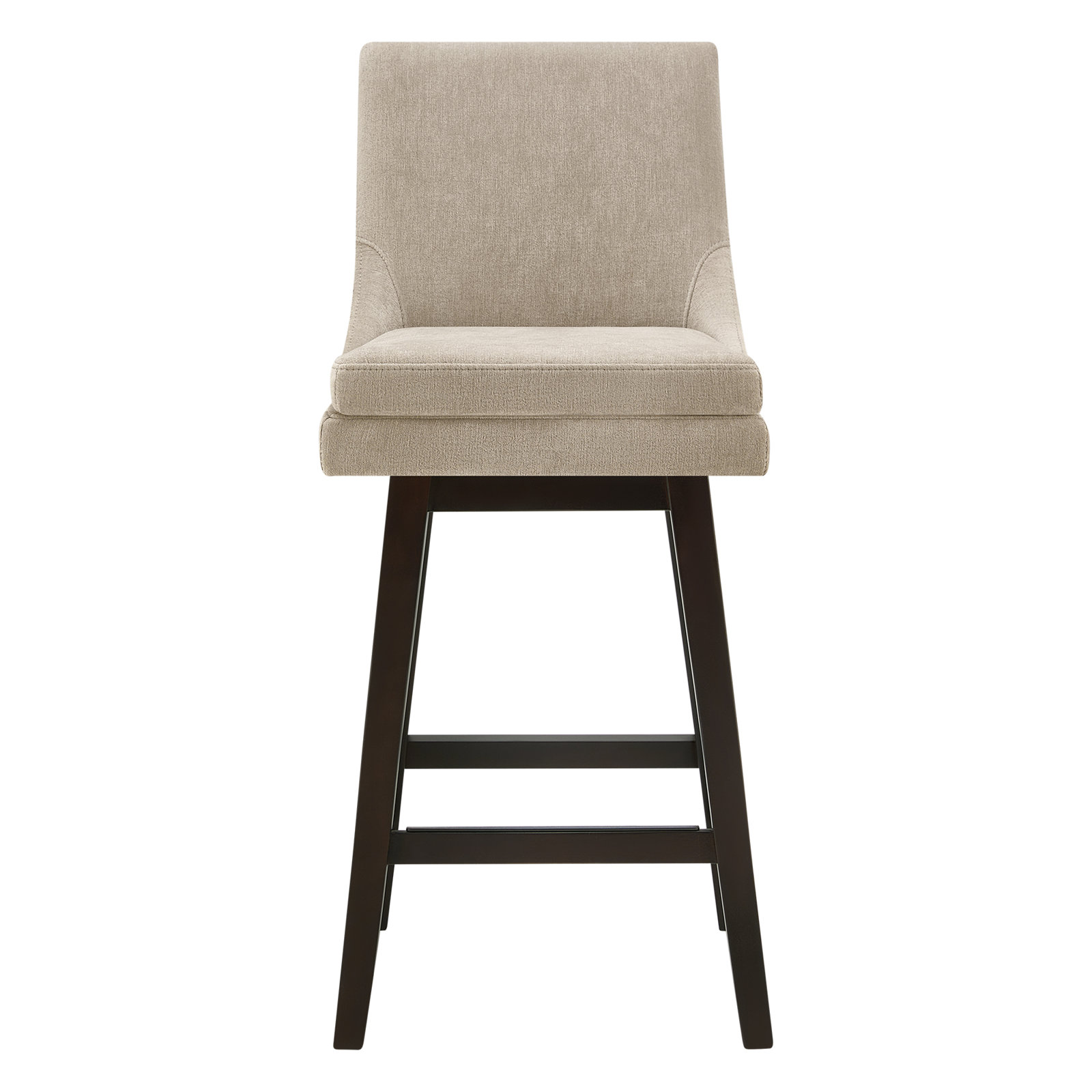 Zahara Swivel Bar Stool, Bar Stool (30” Seat Height), Tan Polyester/Brown