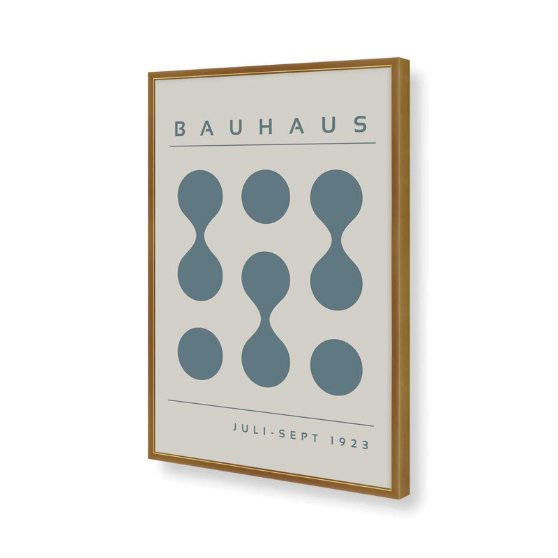 Tempête de Bauhaus bleu, impression I, H 11,25 po x l 9,25 po x P 1,25 po, Reproduction encadrée sans passe-partout, Or poli