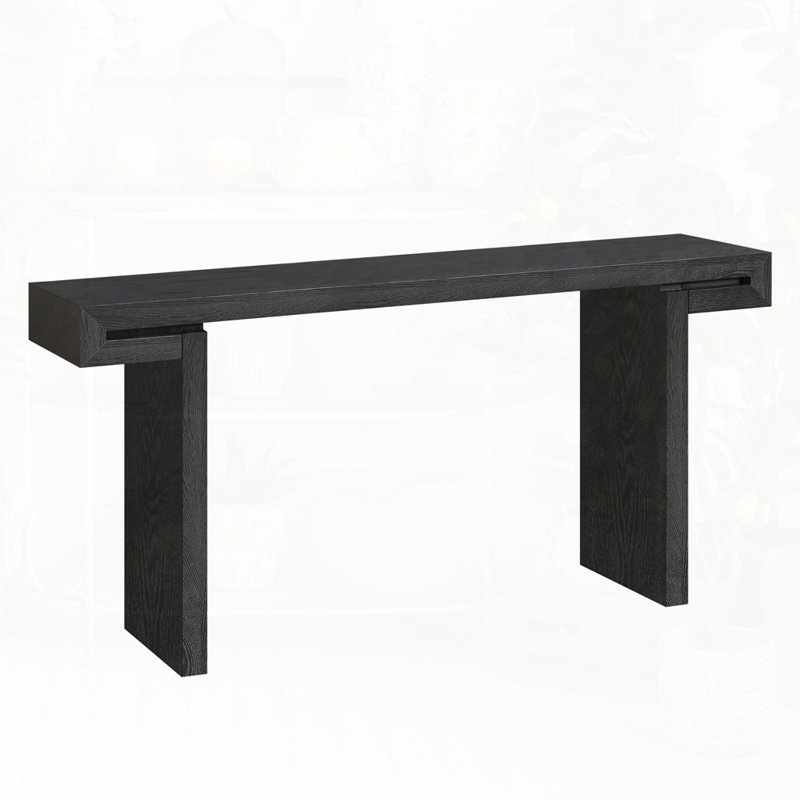 Distressed Wood Finish Rustic Farmhouse Console Table, Black