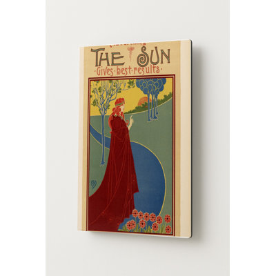 La pub « The Sun donne les meilleurs résultats » (1895) - Affiche vintage Art Nouveau - Portrait en métal