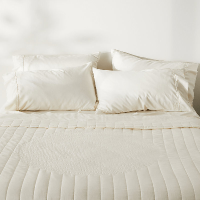 Linen Coverlet, Couvre-lit pour grand lit, Blanc