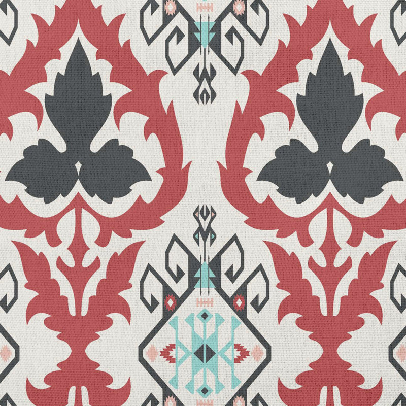 Coussin décoratif d'intérieur/d'extérieur, Gris et rouge, 18 po x 18 po