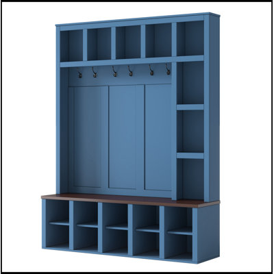 Wooden Tisdall with 6 Hooks and Adjustable Shelves