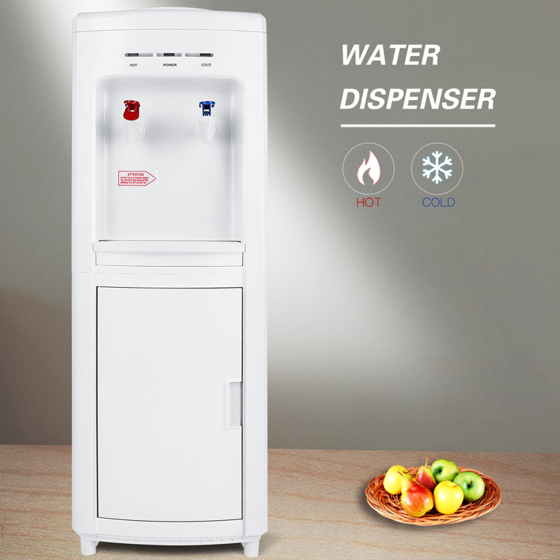 White Freestanding 5 Gallon Hot and Cold Water Dispenser