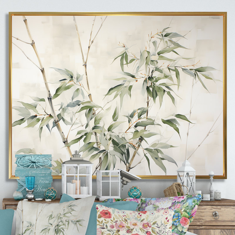 «Mute Bamboo Embrace V», impressions d'art mural en bambou_106619, H 30 po x l 40 po x P 1,5 po, Cadre flottant doré