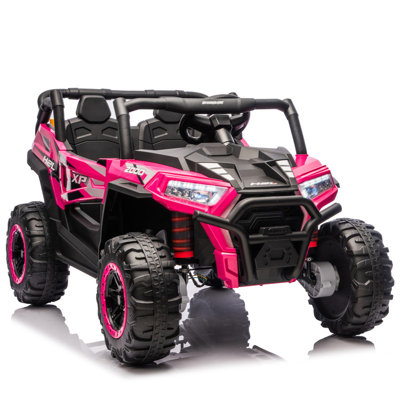 24V XL 2-Seater Kids Ride-On UTV W/ Parents RC,4WD&Four-Wheel Suspension,Extra-Wide 20.47in Seat,LED Headlights,Power Display,Storage Space,Included S