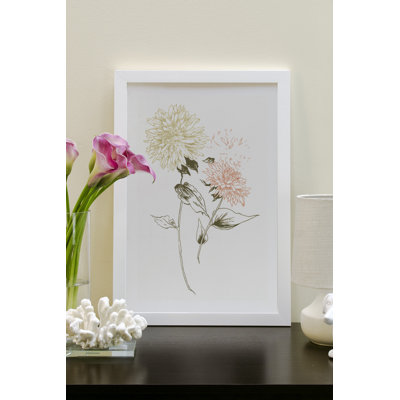 Fleurs sur fond blanc II - Reproduction d'art graphique sur papier encadré