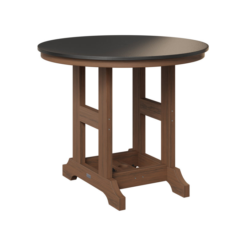 Table de bar ronde berlinoise 38 po Berlin, H 39,5 po x l 38 po x P 38 po, Imbuia, Noir martelé