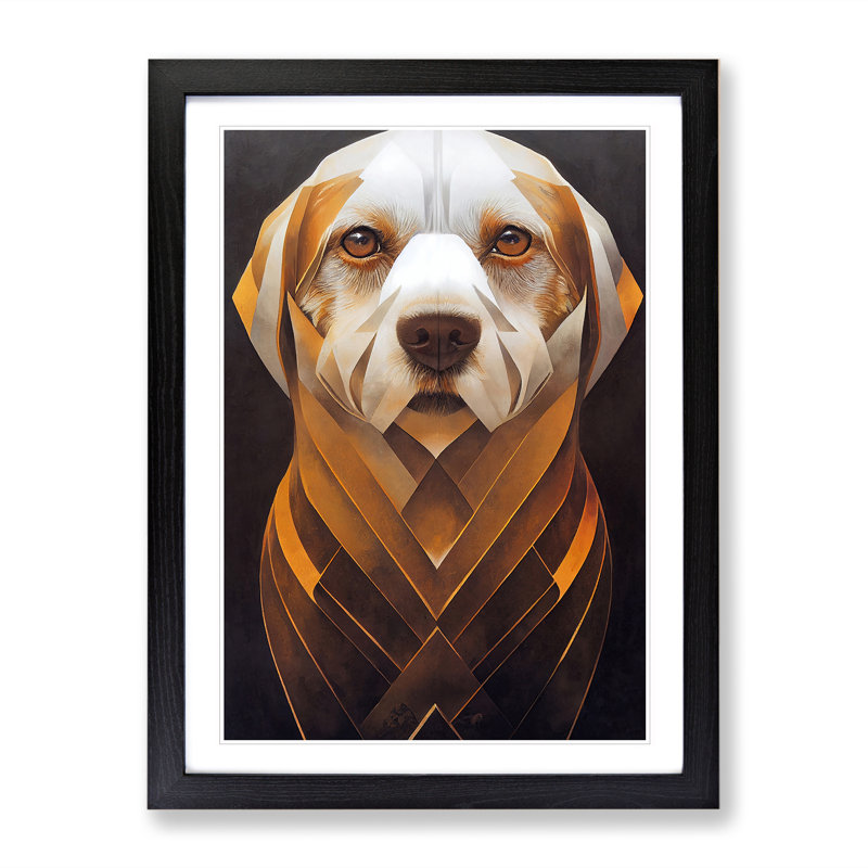 Majestic Dog Abstract - Framed Print, 46cm H x 34cm W x 2cm D, Black