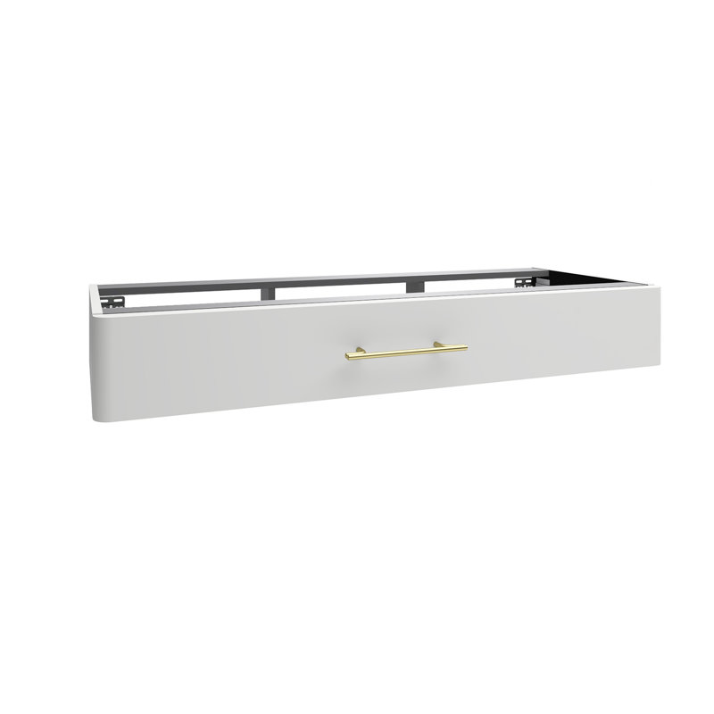 Ashat Bathroom Storage Cabinet, Pearl Grey Supermat/Gold