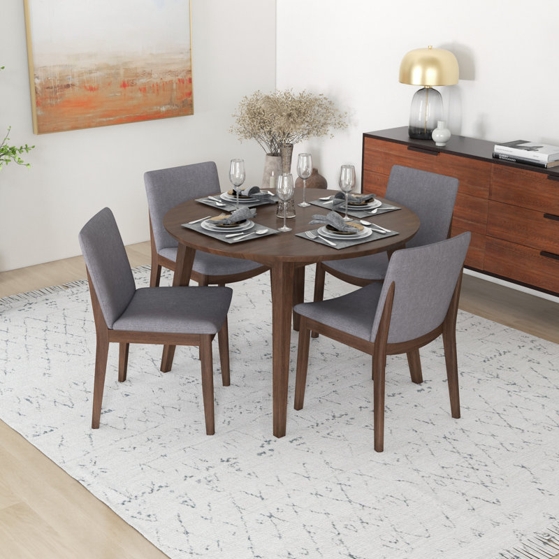 4 - Person Solid Wood Top Four Leg Dining Set, Light Gray