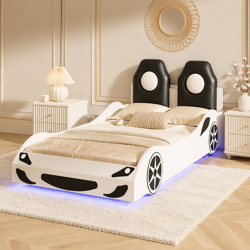 Lit plateforme Wood, Blanc