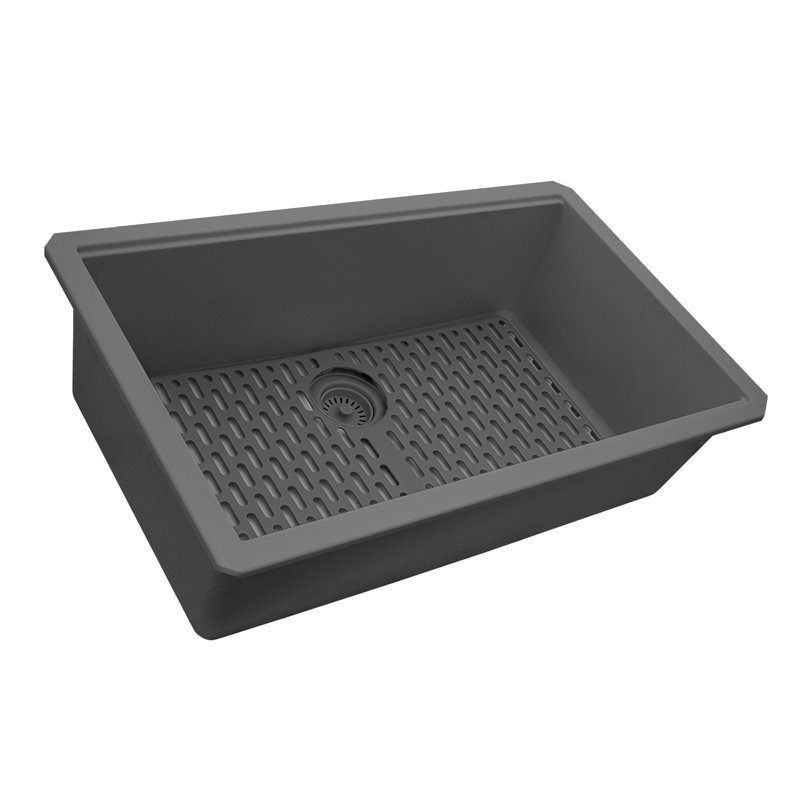Ruvati 32 x 19 inch Granite Composite Quartz Undermount Single Bowl Kitchen Sink - Urban Gray -, Urban Gray