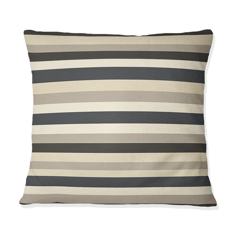 Coussin décoratif gris Mid-Century à rayures grises I - Midcentury, H 16 po x l 16 po