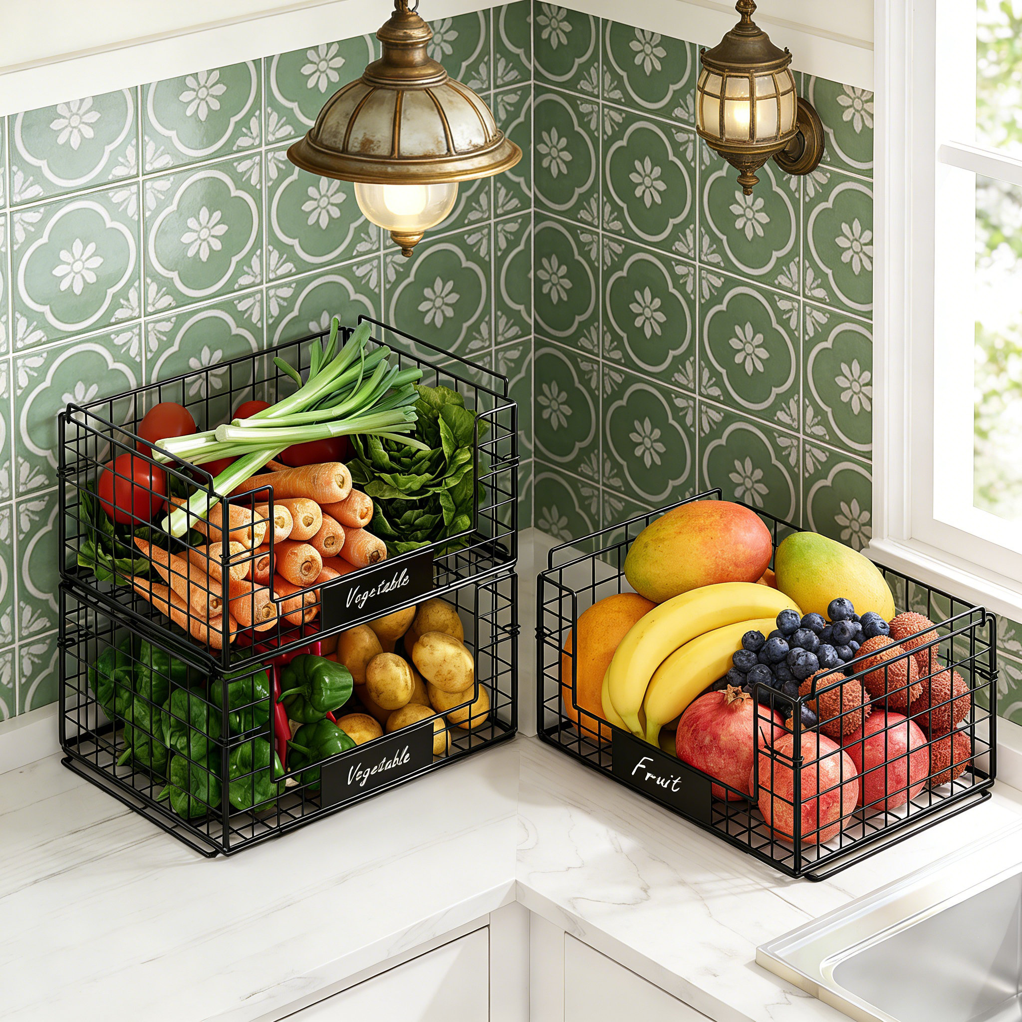 Inbox Zero 3-Pack Double Extra Large Stackable Wire Baskets With ...