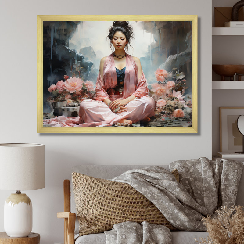 Art asiatique, bodhisattva Grace II - impression, H 34 po x l 44 po x P 1,5 po, Encadrement doré