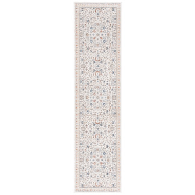 Sorrels Oriental Machine Woven Polyester/Viscose Area Rug in Ivory/Grey/Beige
