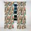Beige turquoise rétro Revival Geometric - Rideau occultant géométrique abstrait - 1 panneaux-107536100