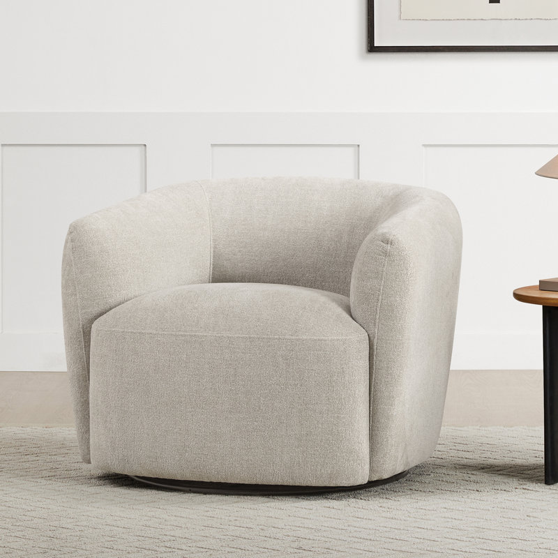Jeremiah Barrel Swivel Upholstered Chair, Magnolia Sand Tweed