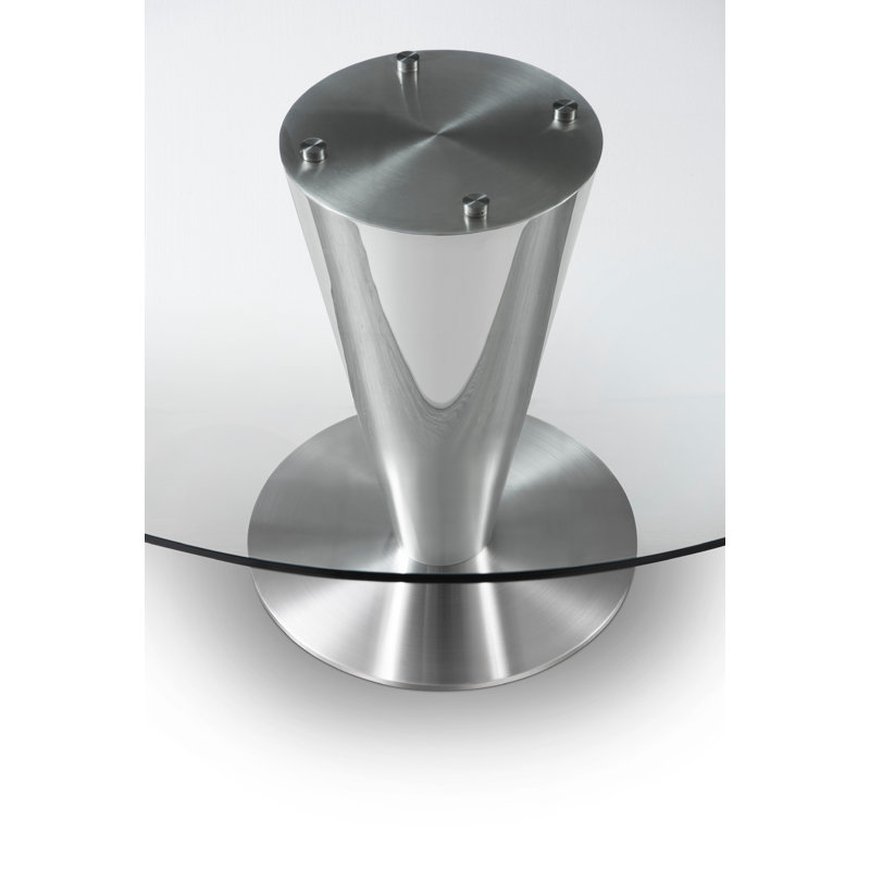 Breit Round Glass Top Metal Base Dining Table