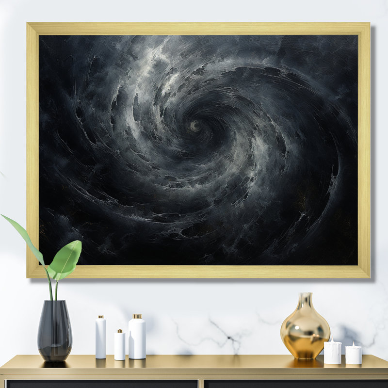«Black Hole Quiet Quasar - Abstract Spirals», art mural sur toile_106164, H 30 po x l 40 po x P 1,5 po, Encadrement doré