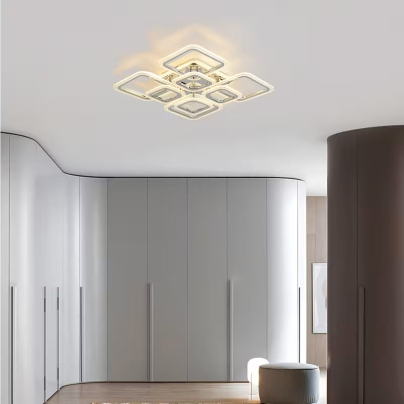 Plafonnier encastré rectangulaire moderne avec 8 lumières DEL Nordic Modern Modern