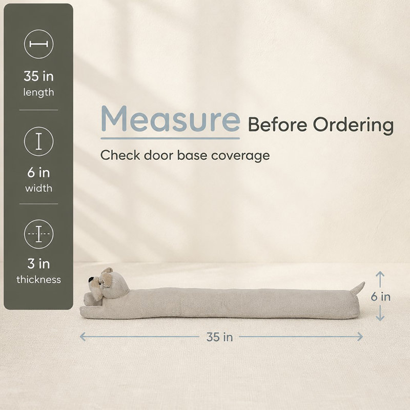 Dog-Shaped Draft Stopper 35”, Beige