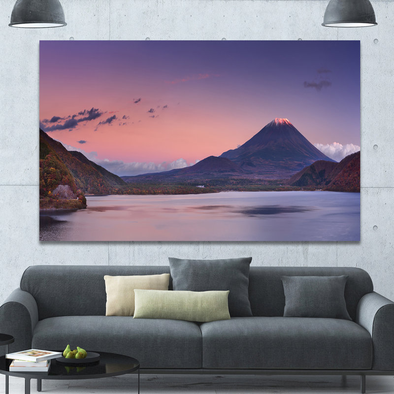 " Sunset at Mount Fuji and Lake Motosu " Print, 40" H x 60" W x 1.5" D, Wrapped Canvas