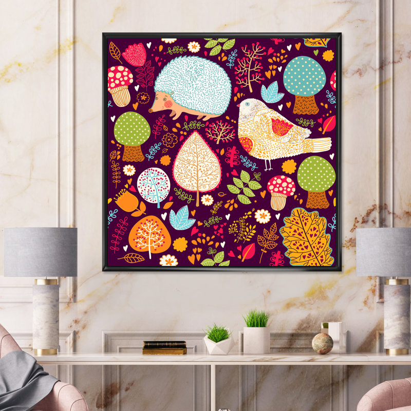 Formes abstraites dans des couleurs rétro vibrantes - Impression sur toile, H 36 po x l 36 po, Cadre flottant noir