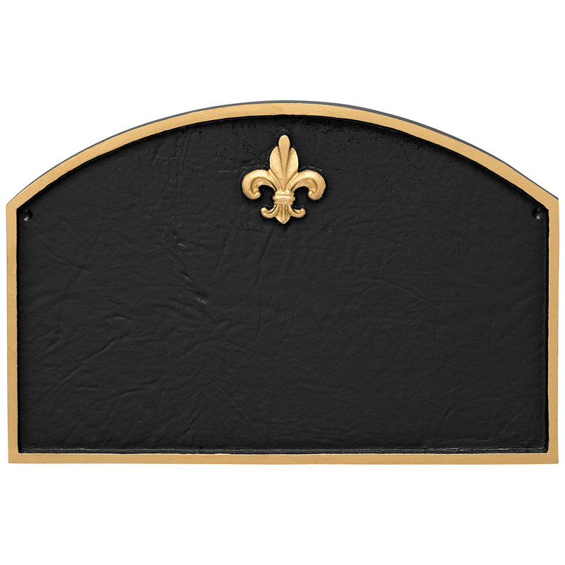 Fleur de Lis 1-Line Wall Address Plaque, Black / Gold, Yes