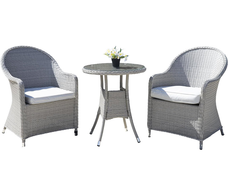 Shatchi Patio Dining Set with, 70cm H x 60cm W x 60cm D, 2