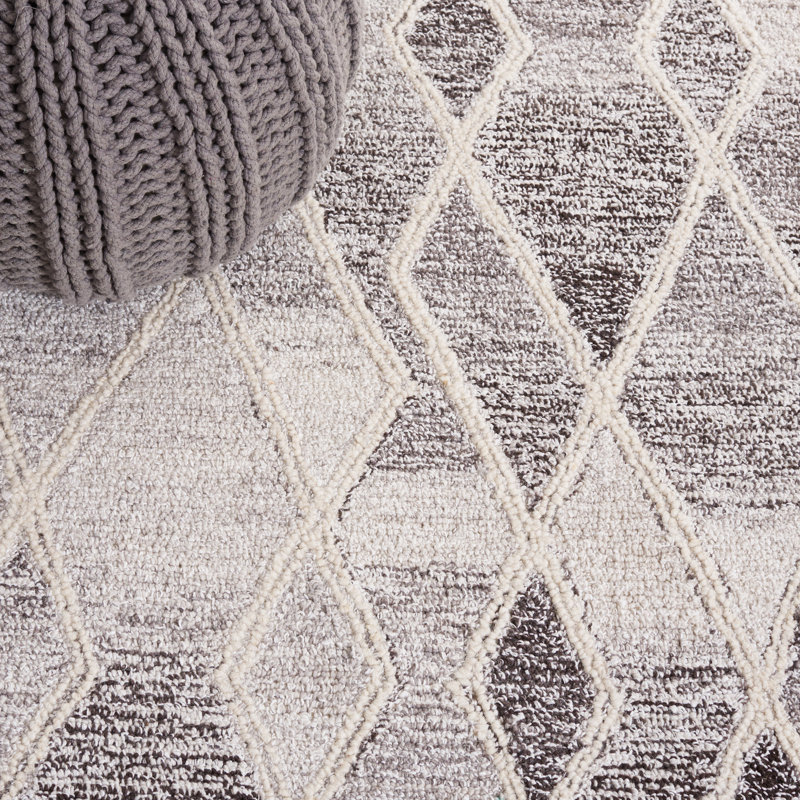 Jonmatthew Abstract Hand Tufted Wool With Cotton Cloth Backing Geometric Rug, Rectangle 5' x 8'