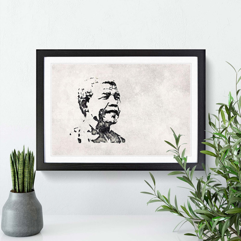 Nelson Mandella - Framed Print, 36cm H x 48cm W x 2cm D, Black Framed