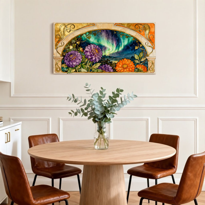 Design de cadre artistique mode floral, H 16 po x l 32 po
