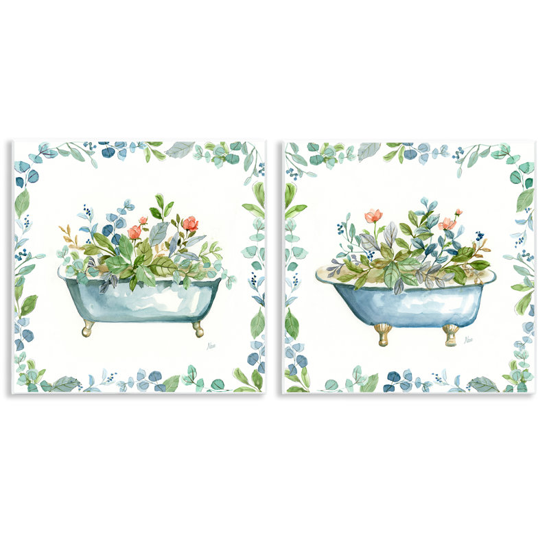 Charmant ensemble de 2 plaques murales remplies de fleurs par Nan