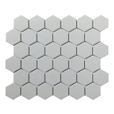 Gray Matte 2"x2" Hexagon mosaic - 12x12 Porcelain tile for Kitchen Backsplash & Bathroom Wall (Set of 20)