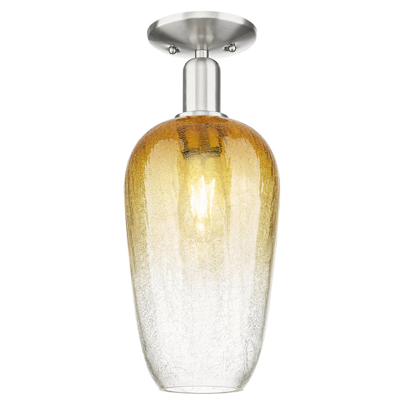 Downtown Urban - Oaklei - 1 Light 7" Semi-Flush Mount , Amber, Brushed Satin Nickel