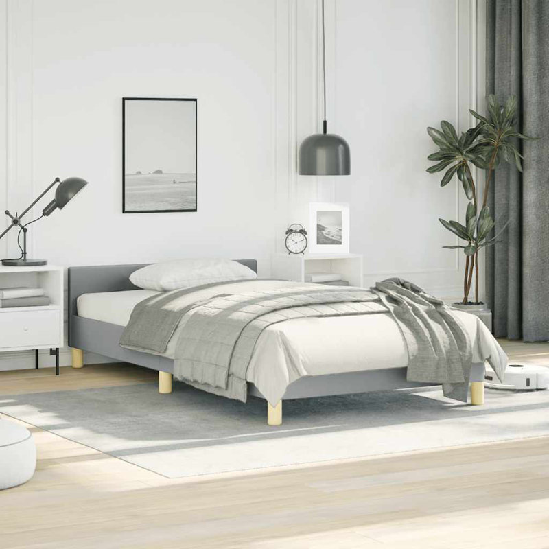 Base de lit en tissu Pranavi vidaXL, support de lattes, sans matelas, Gris clair, Très grand californien