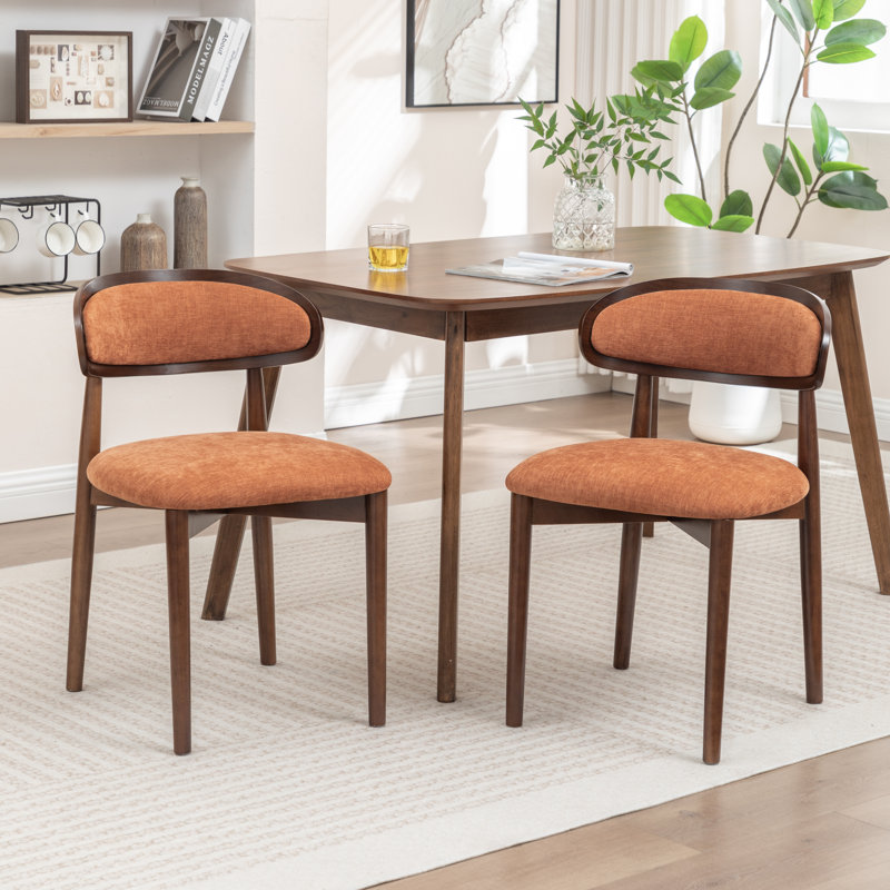 Chaise de salle à manger nordique en tissu à dossier incurvé, Orange