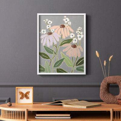 «Woodblock Floral I», reproduction encadrée - bois massif